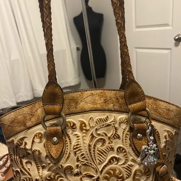 Patricia Nash Brown and Cream Floral Shoulder Bag - Picture 3 of 6